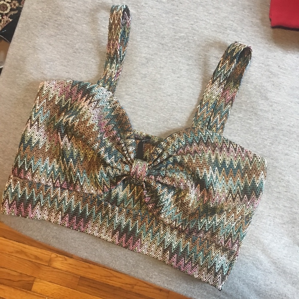 Retro Chevron Knit Crop Top | Size L